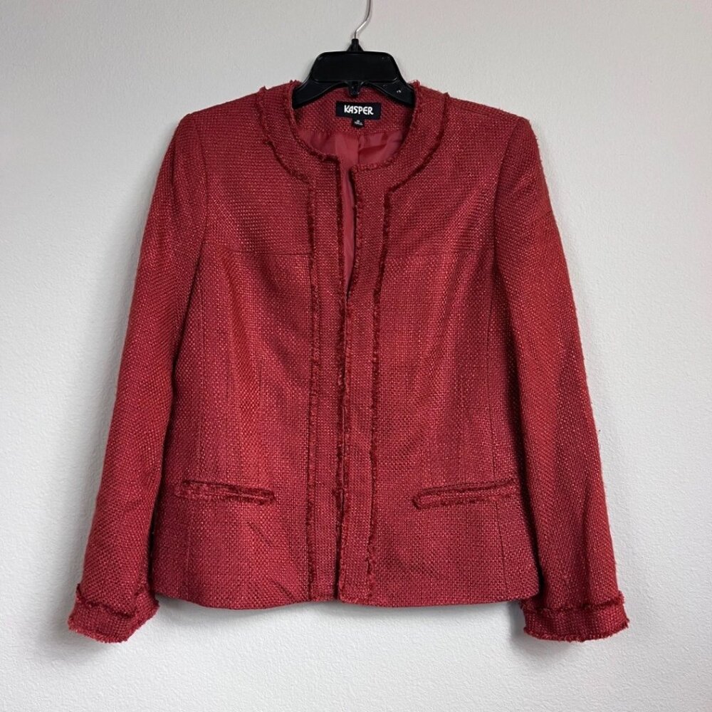 KASPER Women's Tweed Jacket Blazer 10 Rust Brown Business Office Suit Workwear